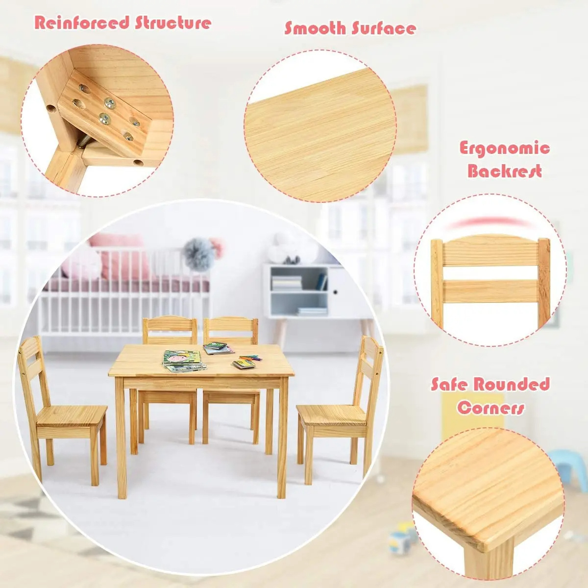 Montessori Table And Chair Set Wooden Study Table Toddler Activity Desk Kids Preschool Furniture