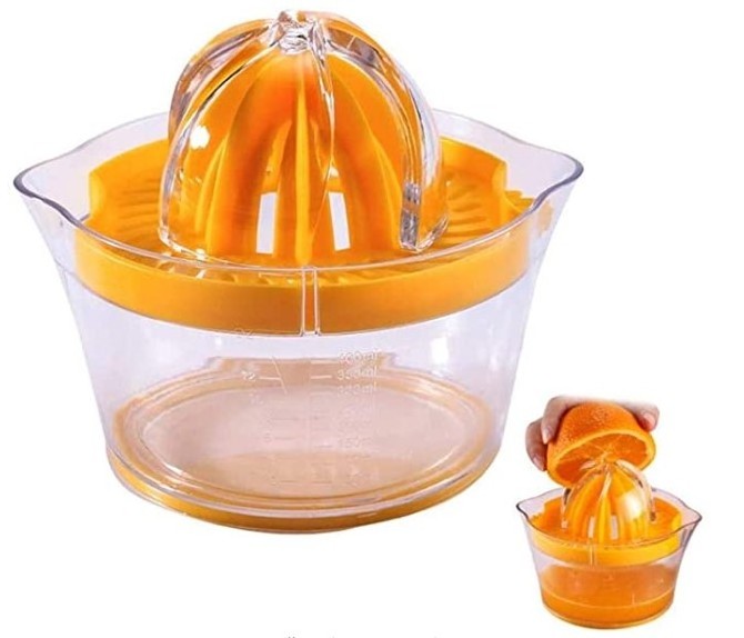 Multifunction Lemon Orange Hand Squeezer Strainer Vegetable Grater Built In Measuring Cup