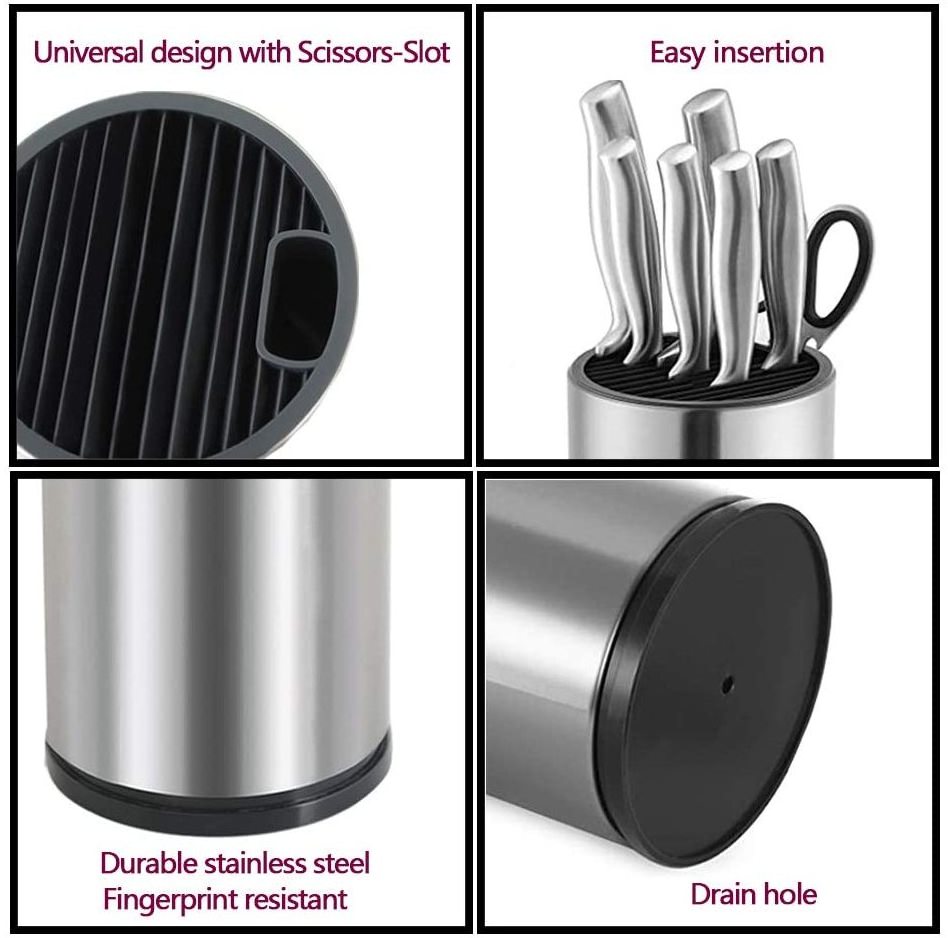 Stainless Steel Round Shape Knife Block for Knives and Scissors