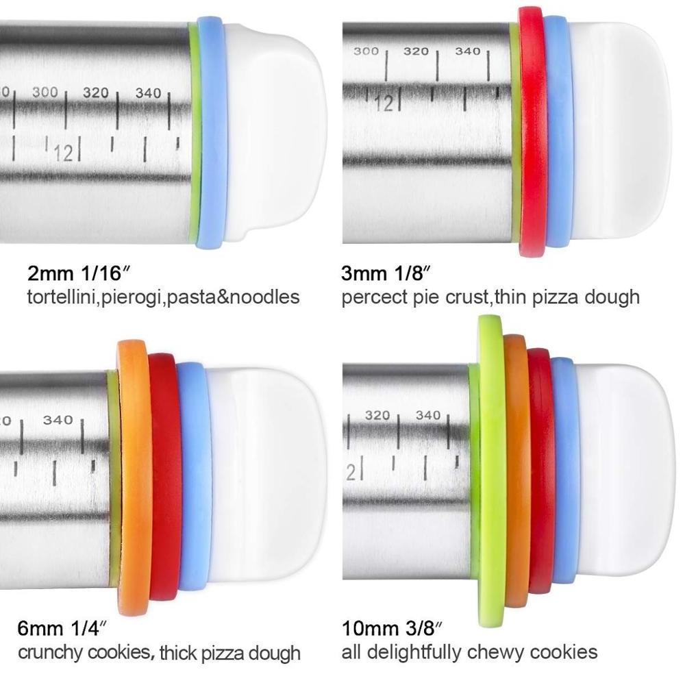 Wholesale Stainless Steel Adjustable Rolling Pin with Thickness Rings Guides