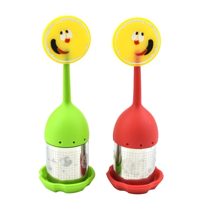 Cute Animal Eco-friendly Silicone Tea Infuser Strainer with Tray For Loose Tea