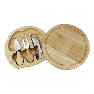 3 Piece Wood Handle Stainless Steel Cheese Slicer Butter Knife Set And Screw Can Opener With Wood Holder