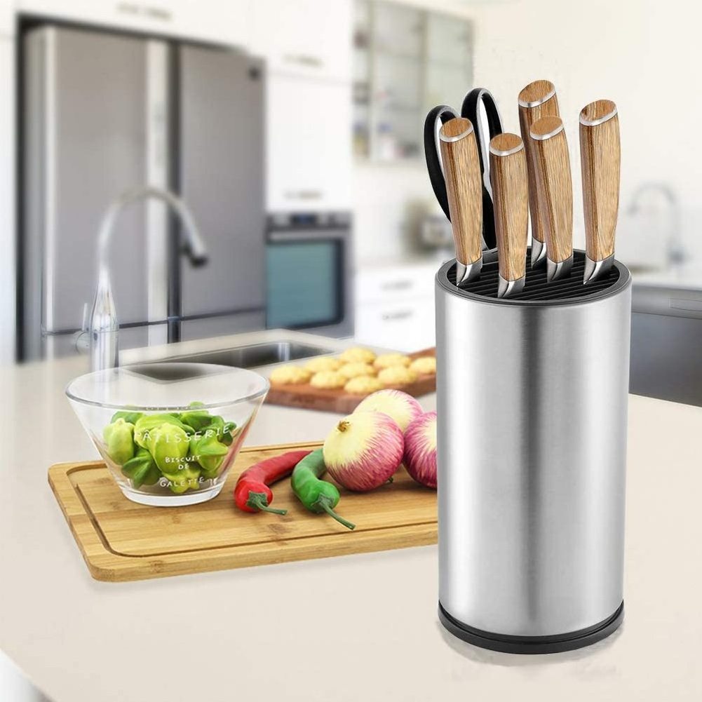 Stainless Steel Round Shape Knife Block for Knives and Scissors