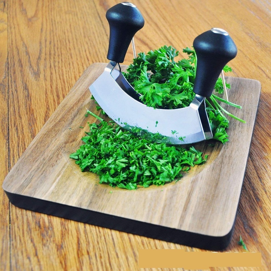 stainless steel mezzaluna salad chopper