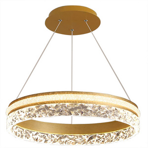 Modern LED Chandelier 50W Dimmable Lampara Colgante Cristal  Pendant Ceiling Light Gold Hanging  Fixed Fixture  for Living room