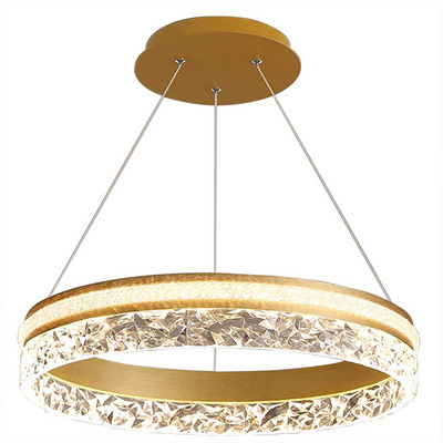 Modern LED Chandelier 50W Dimmable Lampara Colgante Cristal  Pendant Ceiling Light Gold Hanging  Fixed Fixture  for Living room