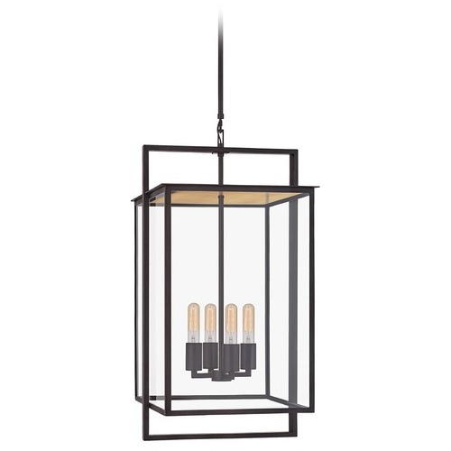 4 Light Modern Pendant Lamp Black Lampara Colgante De Interio Rectangle Shape Fixed Hanging Fixture Metal Living Room Brown Box