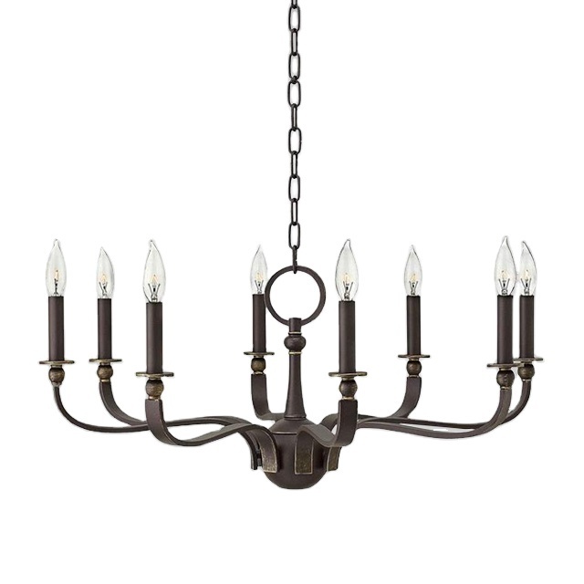 Industrial Style Retro Interior Decoration Black Wrought Iron 8 Candles Chain Led Chandeliers