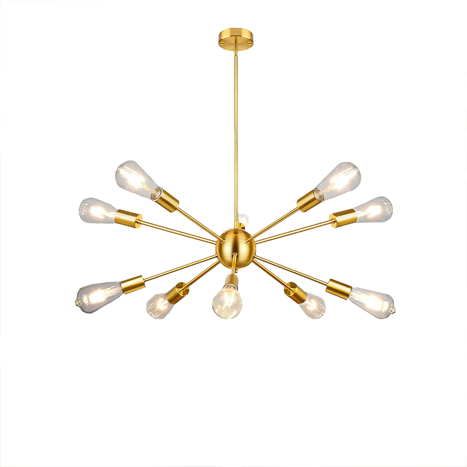 Adjustable Height Dimmable 10-Light E26 Bulbs 60W Modern Pendant Lamp Golden Lamparas Colgantes Sputnik Led Chandeliers