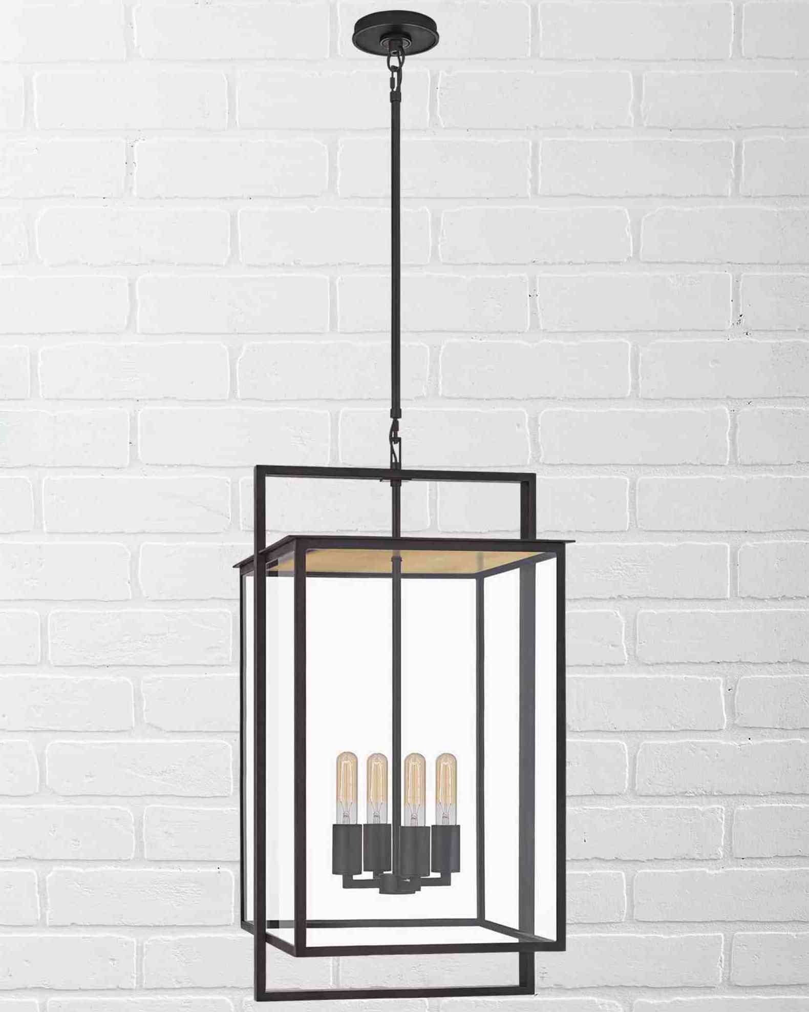 4 Light Modern Pendant Lamp Black Lampara Colgante De Interio Rectangle Shape Fixed Hanging Fixture Metal Living Room Brown Box