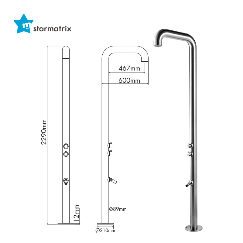 STARMATRIX SS1104 Bath Pressure Garden Beach Stainless Steel Pool Beach Outdoor Shower For Swimming Pool And Garden