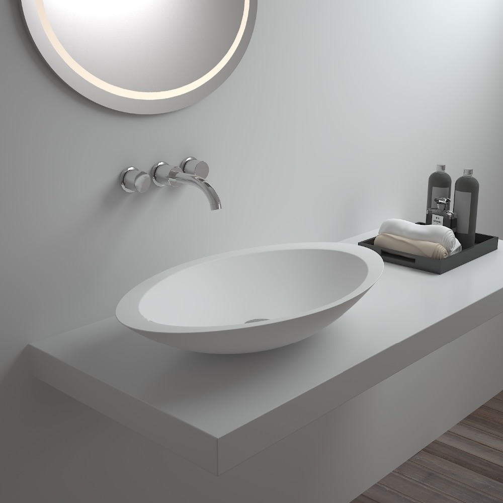 SM-8314 China glass bowl solid surface bathroom countertop basin