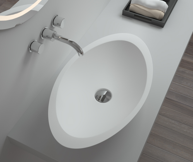 SM-8314 China glass bowl solid surface bathroom countertop basin