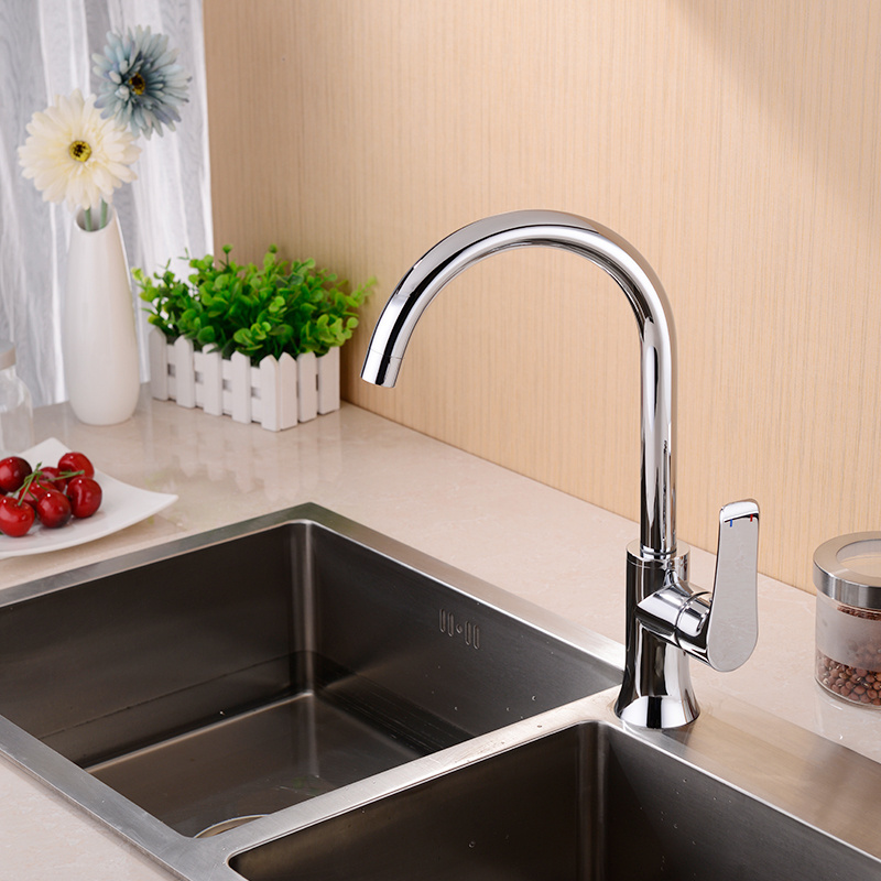 UPC cheap price Brass and 304 stain less deck mount industrial single handle tap durable kitchen water sink mixer faucet