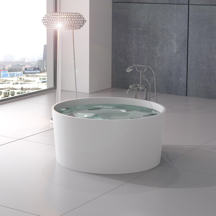 SM-8642 Round indoor custom Eco-friendly freestanding bathroom solid surface soaking acrylic artificial stone bathtub