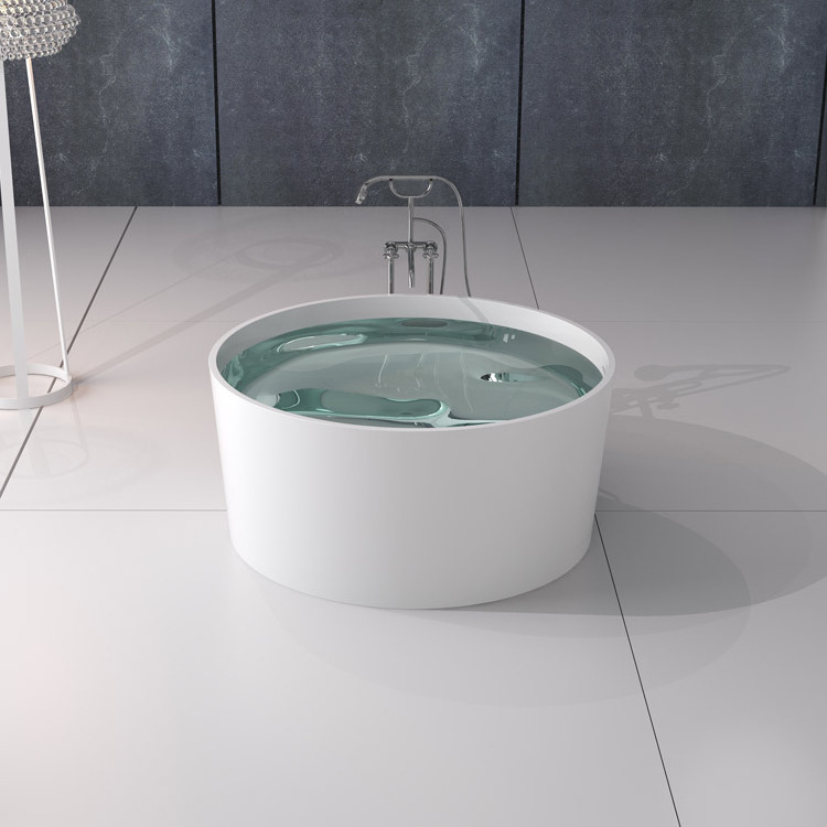 SM-8642 Round indoor custom Eco-friendly freestanding bathroom solid surface soaking acrylic artificial stone bathtub