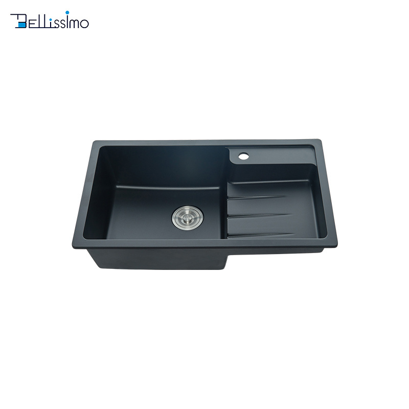 LS-SX01 Good Appearance Household Farm 760*450*220 Dual Mount Double Bowl Undermount Fancy Black Kitchen Granite Sink