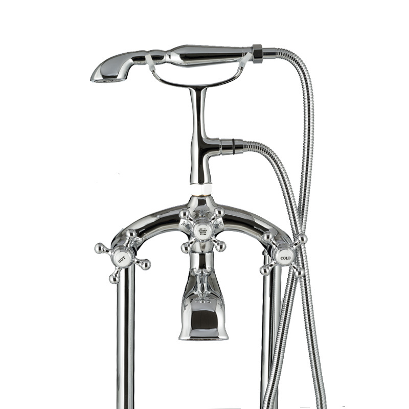 SM23010 Clawfoot Bath tub Floor mounted stand shower Mixer Tap faucets