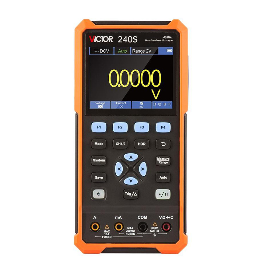 VICTOR 240S Handheld Oscilloscope And Multimeter And Signal Generator 3 In 1Function 40MHz Dual Channel 4 1/2 Display 250M Sa/s