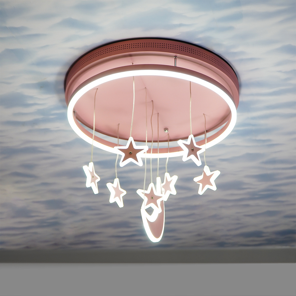 customized 3000/4000/6000 color temperature pink modern ceiling chandelier light for kid room