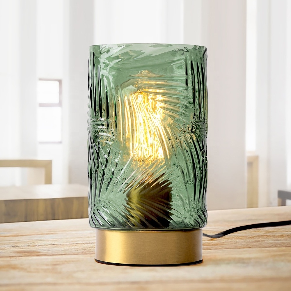 Room Bedroom Nordic 110-120V modern green leaf crystal desk lamp for Night table