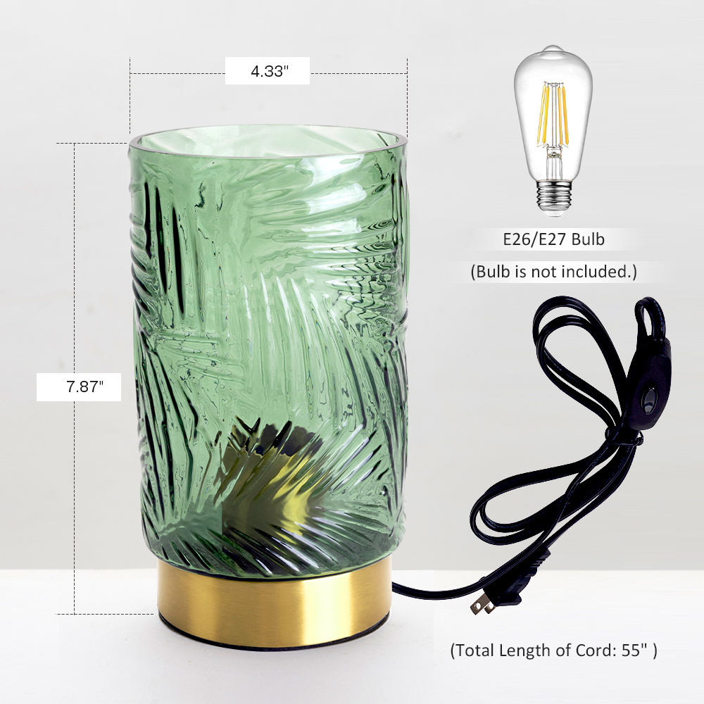 Room Bedroom Nordic 110-120V modern green leaf crystal desk lamp for Night table