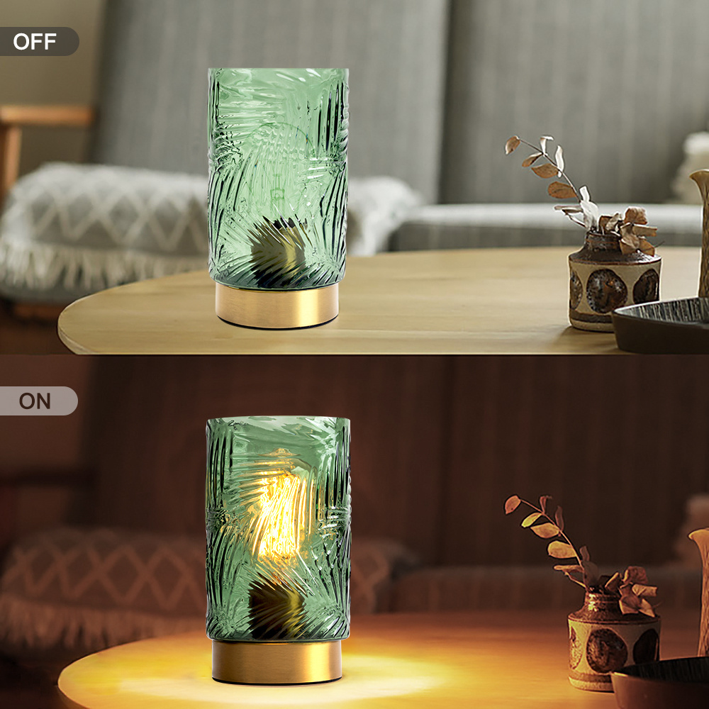 Room Bedroom Nordic 110-120V modern green leaf crystal desk lamp for Night table