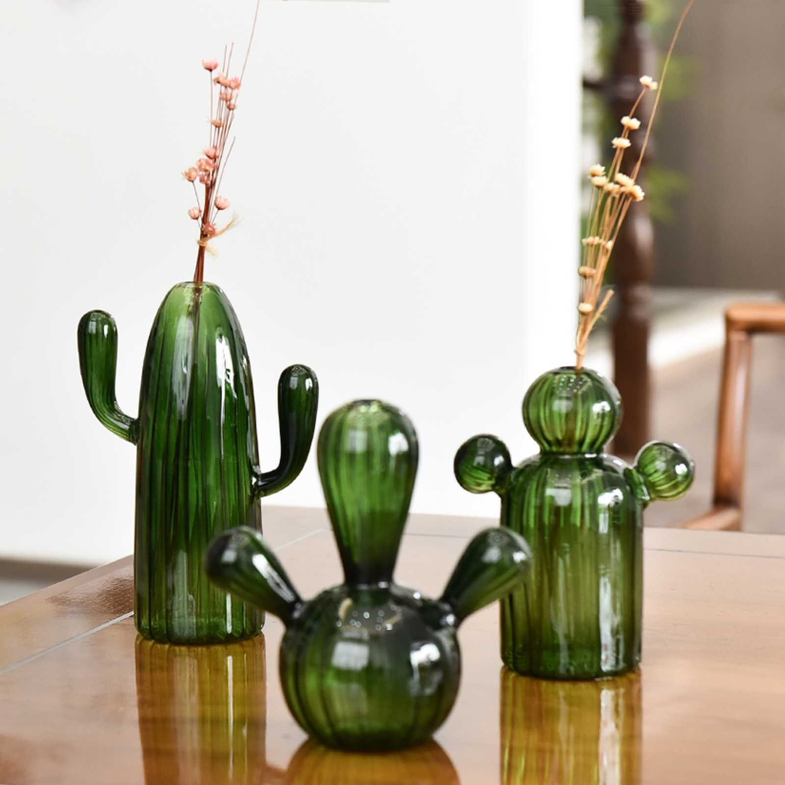 Hot Sale Wholesale Handmade Glass Cactus Plants Flower Vase Ornaments For Home Decoration