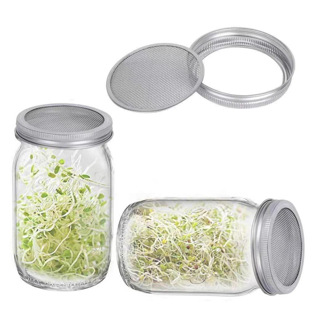 Mason jar Germinating jar Stainless steel germinating bracket Stainless steel mesh cover germinating lid wide mouth