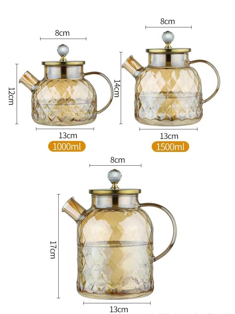 New high borosilicate kettle glass cold kettle amber household large-capacity teapot