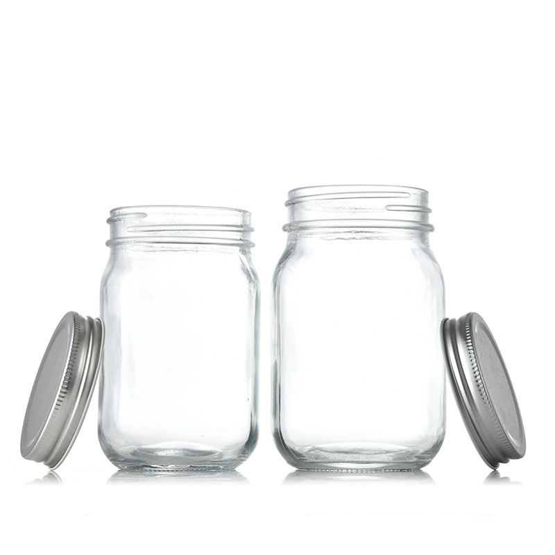 Square glass Mason jar Clear glass pickle jar sealed thick storage  Honey jam jar