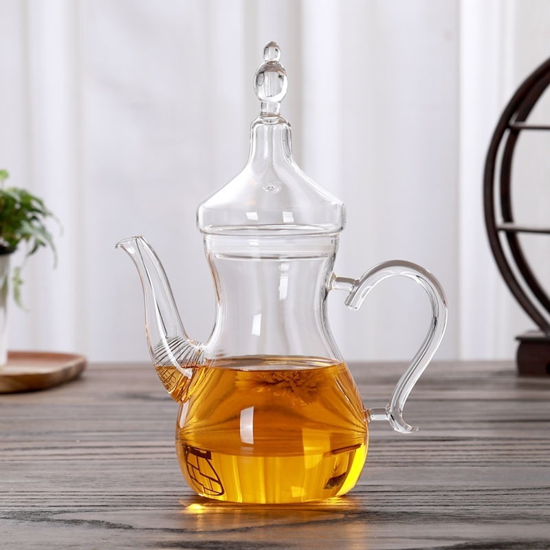 High temperature resistant transparent Arabic borosilicate glass coffee tea pot