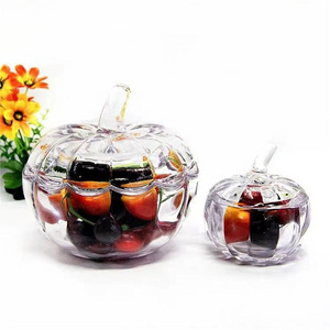 Lidscura Pumpkin Candy Jar with Lid Clear Pumpkin Biscuit Bucket Halloween Glass Candy Bowl Home Party Wedding Decoration