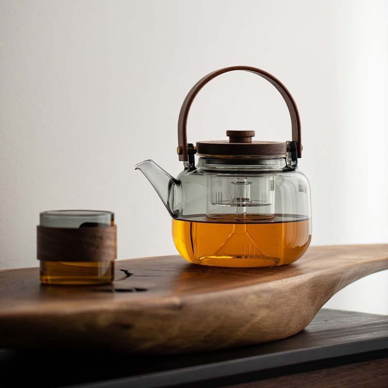 Walnut glass steaming beam pot steaming dual-purpose teapot can be heated and brewed in an open flame electric ceramic stove