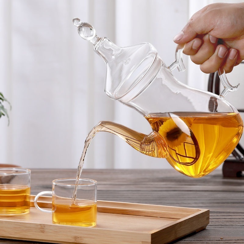 High temperature resistant transparent Arabic borosilicate glass coffee tea pot