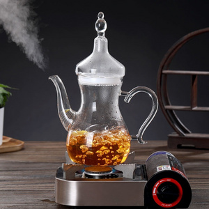 High temperature resistant transparent Arabic borosilicate glass coffee tea pot