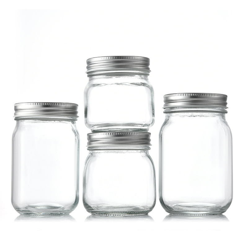 Square glass Mason jar Clear glass pickle jar sealed thick storage  Honey jam jar