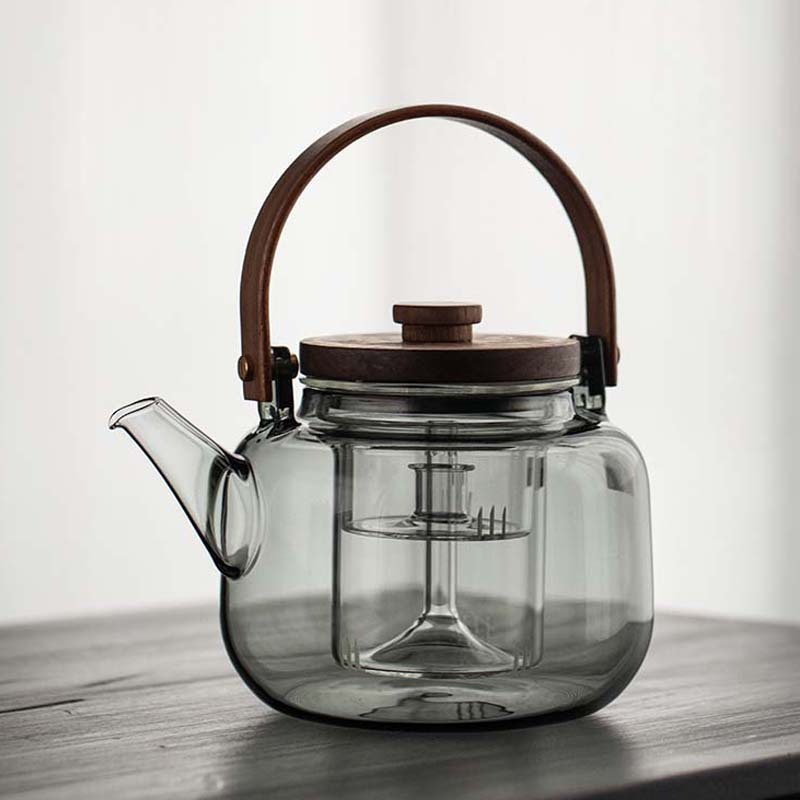 Walnut glass steaming beam pot steaming dual-purpose teapot can be heated and brewed in an open flame electric ceramic stove