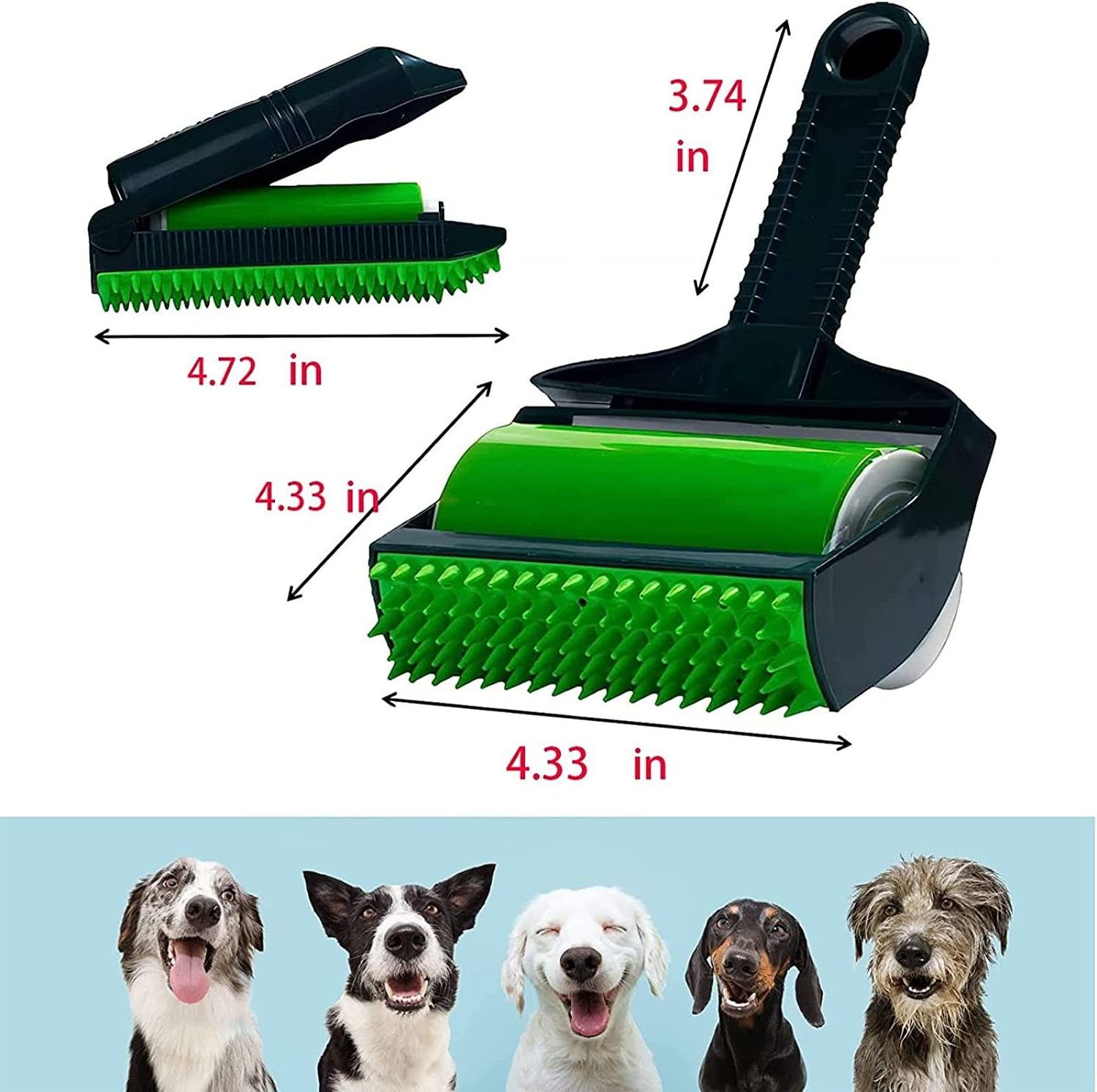 New 2023 Portable Pet Hair Remover Comb Reusable Washable Sticky Lint Roller for Pet Hairs Clothes Carseats