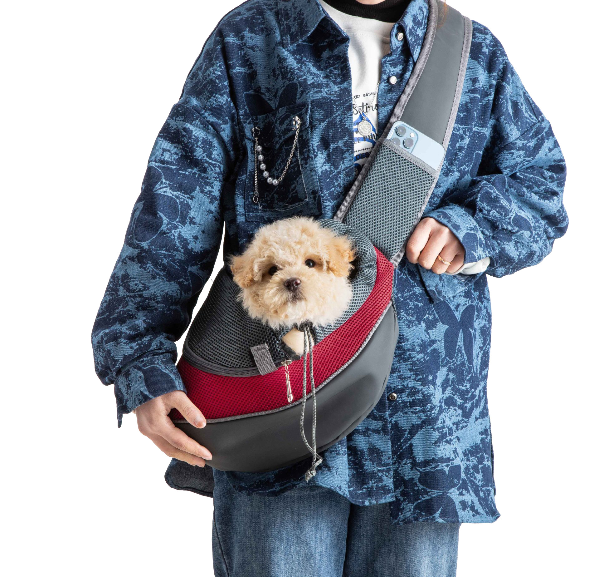 Wholesale Large Capacity Outdoor Pet Dog Sling Carrier Breathable Mesh Travel Safe Sling Bag Carrier for Dogs Cats