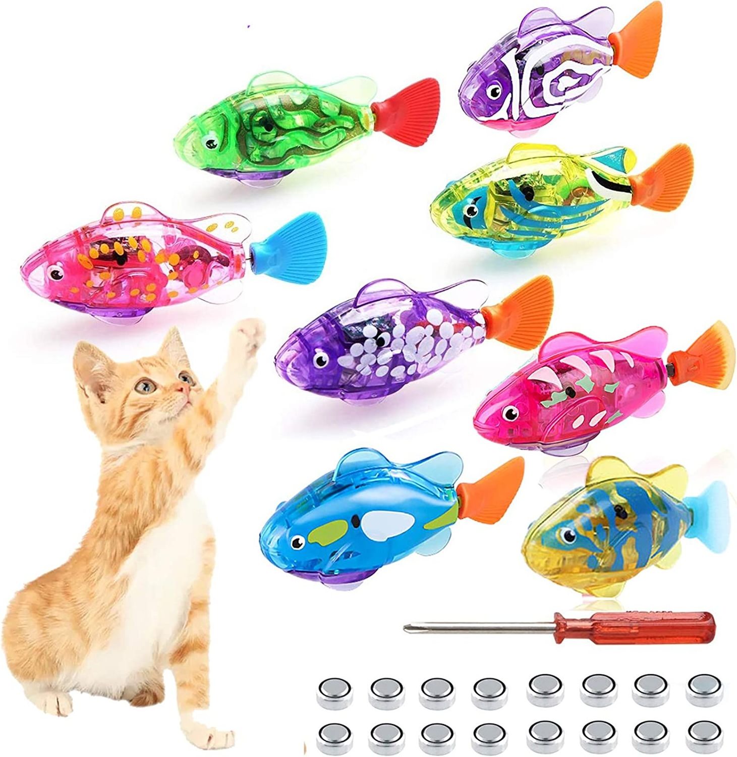 Hot Sale Plastic Swimming Robot Fish Cat Toy Electric Led Light Fish Interactive Cat Toy