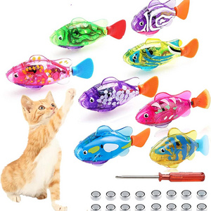 Hot Sale Plastic Swimming Robot Fish Cat Toy Electric Led Light Fish Interactive Cat Toy