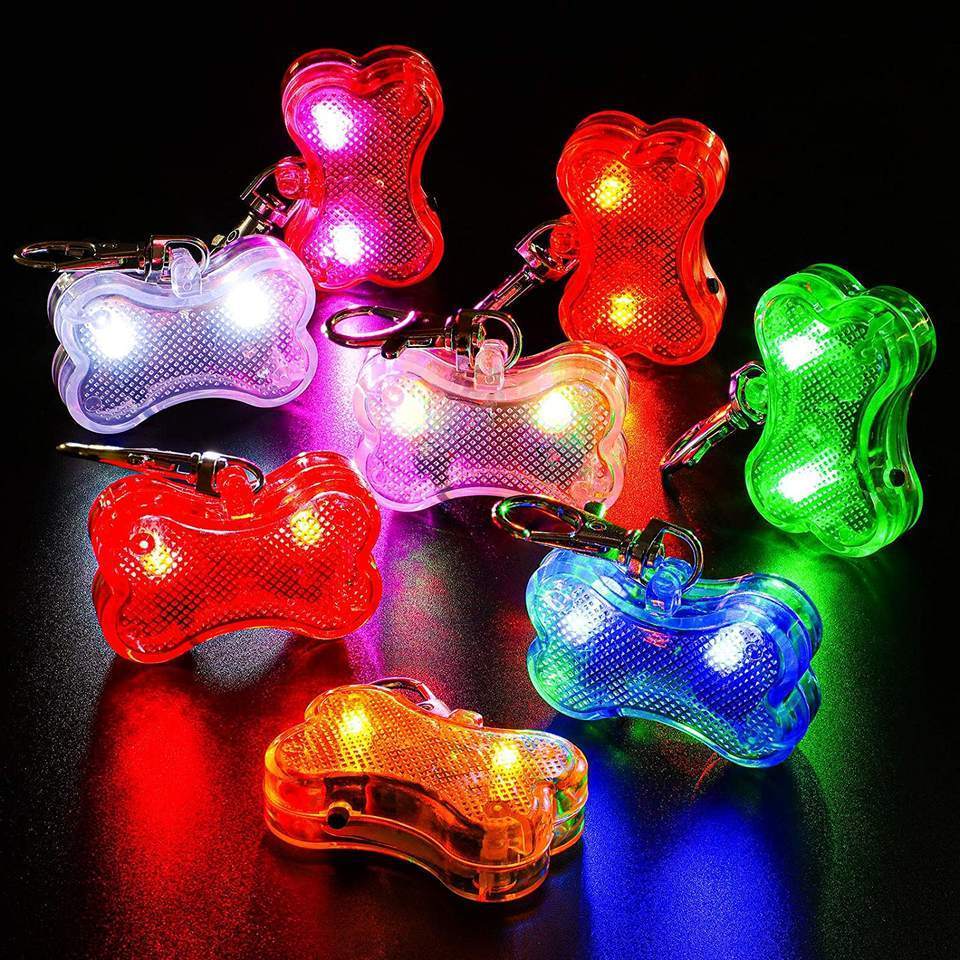 Wholesale Pet Safety LED Dog Tag Glowing Collar Light for Nighttime Walking Dog Bone ID Tag Pendant Glowing Dog Collar