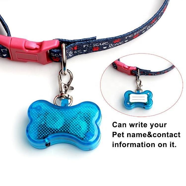 Wholesale Pet Safety LED Dog Tag Glowing Collar Light for Nighttime Walking Dog Bone ID Tag Pendant Glowing Dog Collar