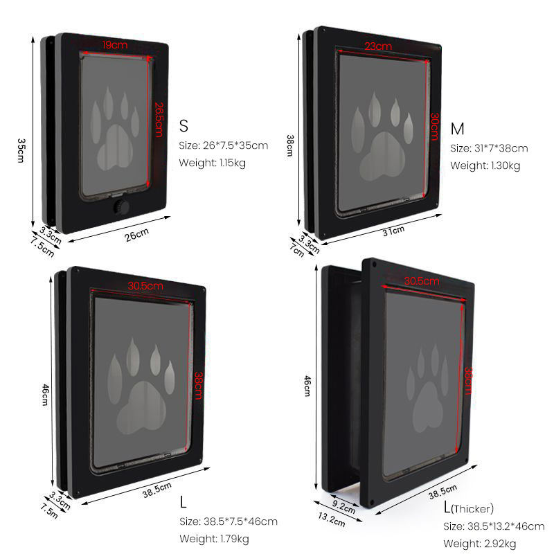 LovePaw Durable 4 Way Lockable Pet Doors with Security Cover and Magnetic Flap Pet Gate Dog Cat Flap Door