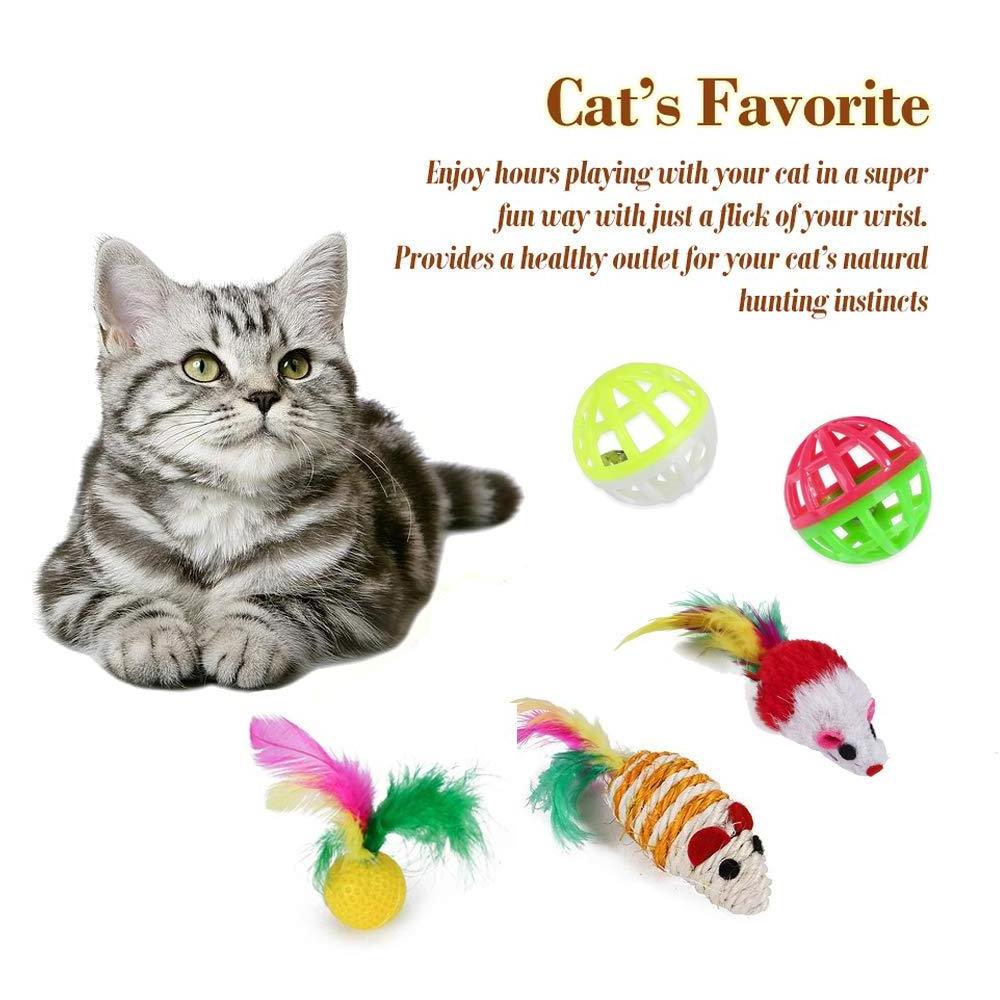 21PCS Cat Toy Set Cat Feather Teaser Interactive Cat Toy Wand Kitten Toys with Plastic Passage