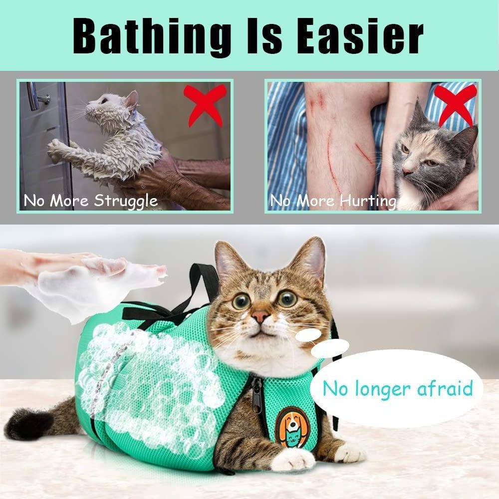 Wholesale Adjustable Cat Grooming Bag Anti Scratch Bite Resistant Cat Bathing Bag Pet Shower Bag