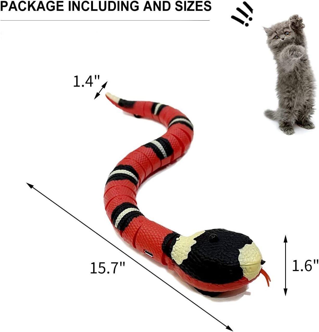 Hot Selling Automatic Smart Sensing Snake Usb Rechargeable Cat Teaser Play Electric Snake Cat Toys