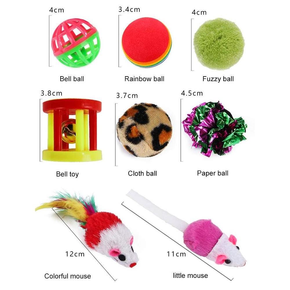 21PCS Cat Toy Set Cat Feather Teaser Interactive Cat Toy Wand Kitten Toys with Plastic Passage