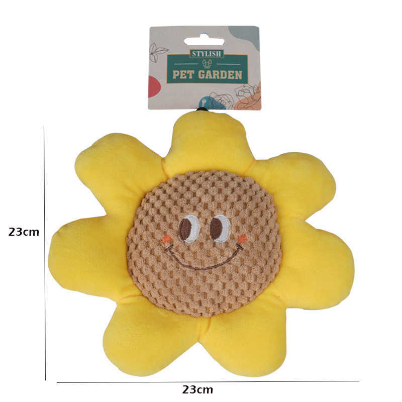 2023 New Hot Sale Custom Smiley Face Flower Interact Pet Intelligence Molar Training Toys Plush Squeak Dog Cat Chew Toy